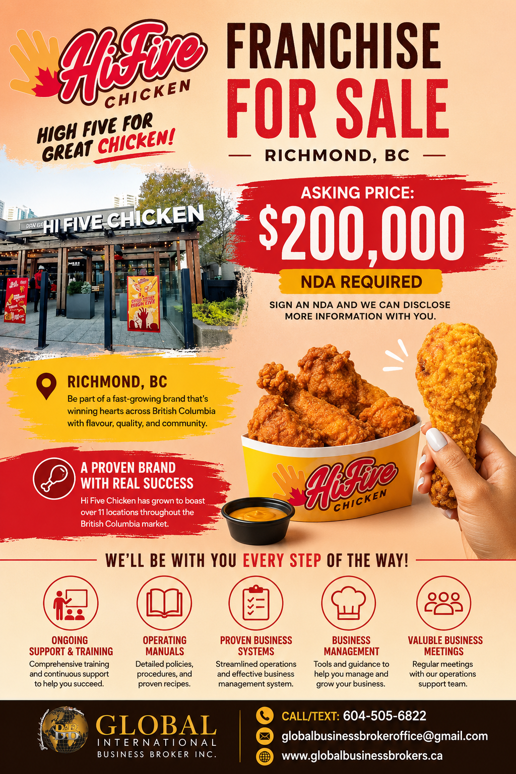 Hi-five chicken franchise in Richmond, BC
